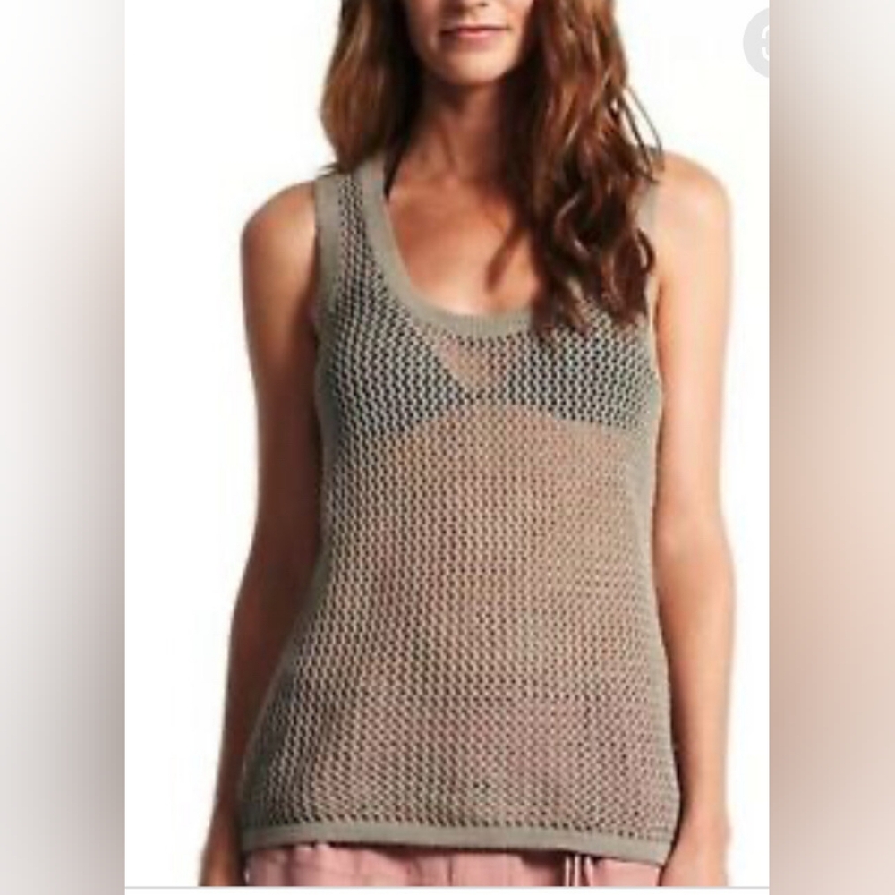 Derek Lam Mesh Sheer Tank Top Cover-up Large Beach Grunge Casual Hipster Preppy